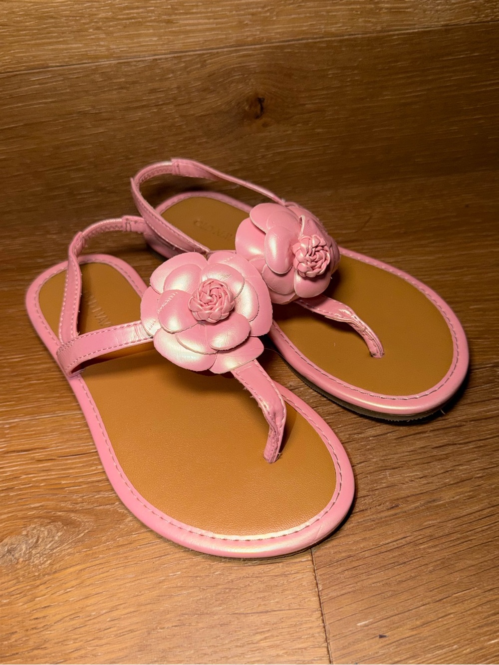 Old Navy Pink Shimmer Flower slingback Sandals 12 toddler girls